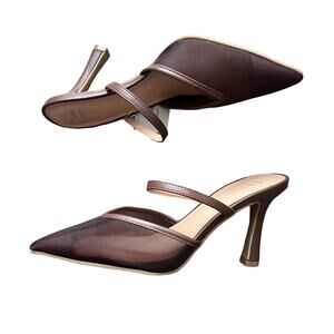 A NEW DAY Sonia Mesh Mule Heels Memory Foam Brown